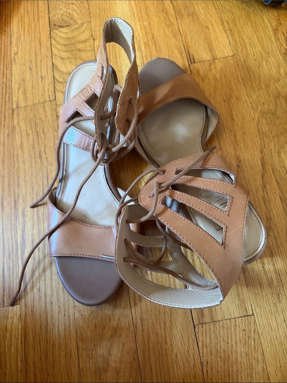 Franco Sarto Tan Lace-Up Gladiator Sandals